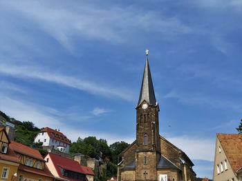 Low angle view of buildings against sky