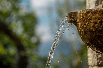 Close-up of water splashing on fountain