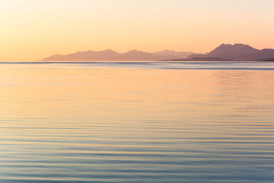 Scenic view of lake at sunset