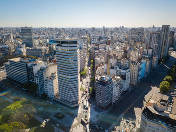 High angle view of cityscape against clear sky