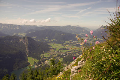 Scenic view of mountains against sky