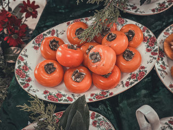 High angle view of food on table