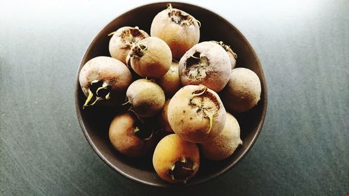 High angle view of fruits in bowl