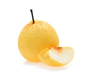 Close-up of apple against white background