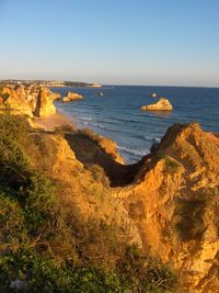 Scenic view of sea against clear sky