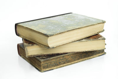 Close-up of stack of books