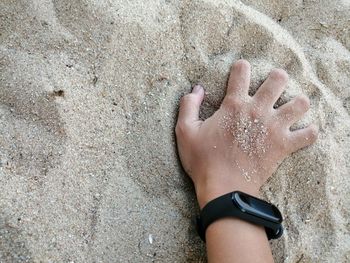 Low section of woman legs on sand