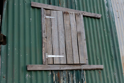 Close-up of closed wooden door