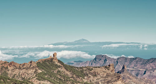 Panoramic view of landscape and mountains against sky