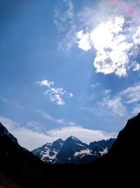 Scenic view of mountains against sky during winter