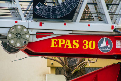 Close-up of information sign