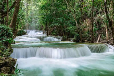 Huai mae khamin waterfall level 1, khuean srinagarindra national park, kanchanaburi, thailand