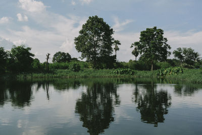 Scenic view of lake against sky