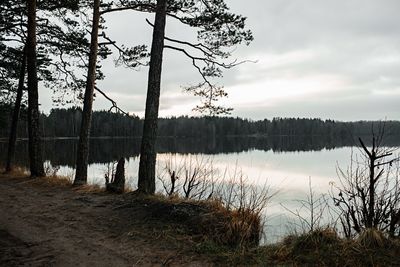 Scenic view of lake against sky