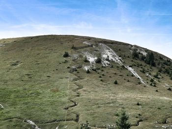 Scenic view of land against sky