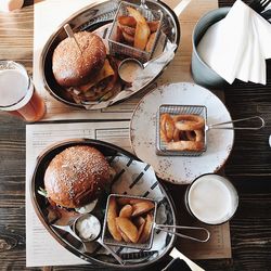 High angle view of food in plate on table