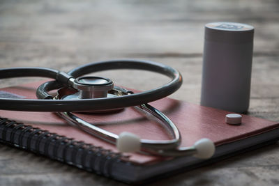 High angle view of eyeglasses on table