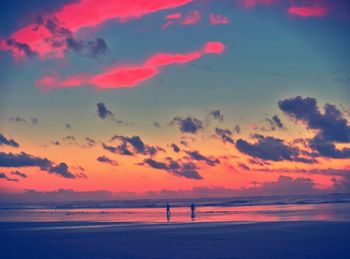 Scenic view of sea at sunset