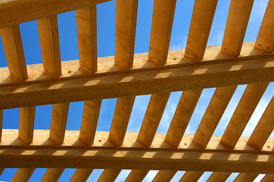 Low angle view of wooden fence on beach