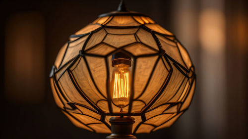 Close-up of illuminated electric lamp