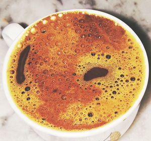 High angle view of coffee on table