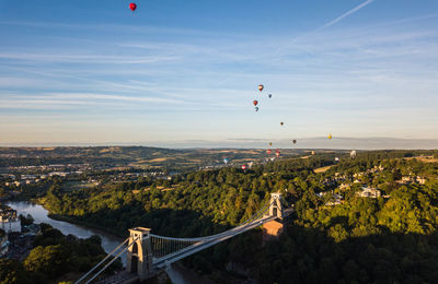 High angle view of city against sky