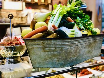 Vegetables basket  on a grocery shop