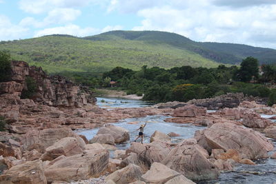 Scenic view of mountains against sky