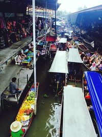 High angle view of people at market stall