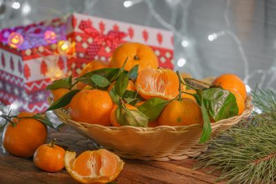 Close-up of fruits in basket