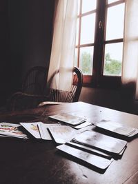 Close-up of open book on table