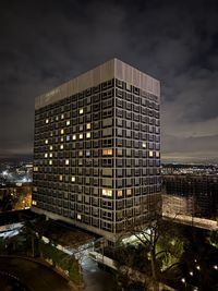 Low angle view of modern buildings in city