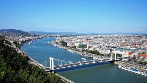 High angle view of bridge over river in city