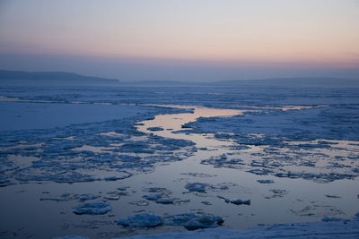 Scenic view of sea against sky during sunset