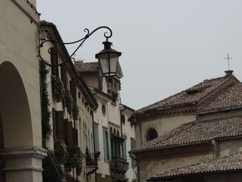 Low angle view of buildings against clear sky