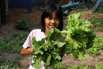 Smile of happiness in the vegetable garden
