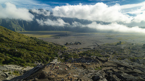 Aerial view of landscape against sky