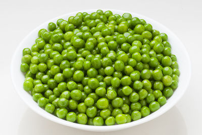 High angle view of green beans in bowl