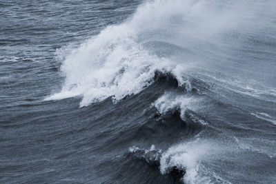 Close-up of breaking waves in stormy sea