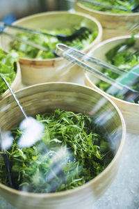 High angle view of vegetables in bowl