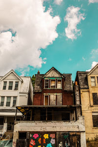 Low angle view of residential buildings against sky