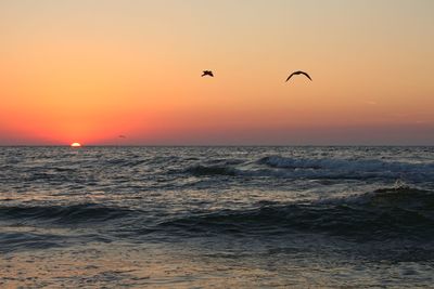 View of sea against sky during sunset