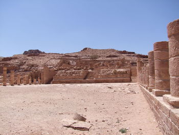 View of buildings against clear sky