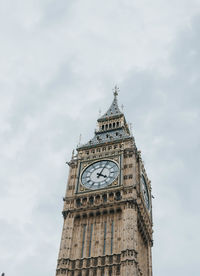 Low angle view of big ben against cloudy sky