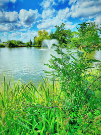 Scenic view of lake against sky