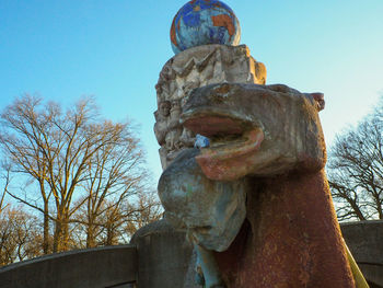 Low angle view of statue against clear sky