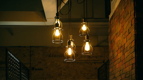 Light bulb lit up at night