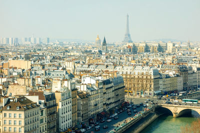 View of cityscape with eiffel tower in background