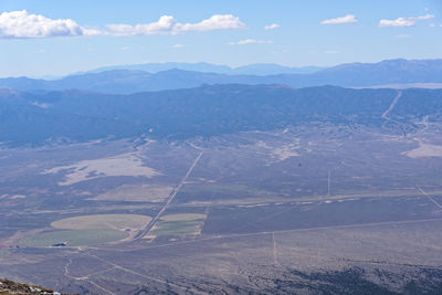 High angle view of land against sky