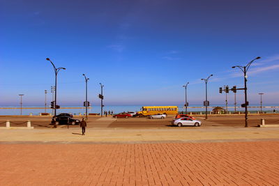 Cars parked on road